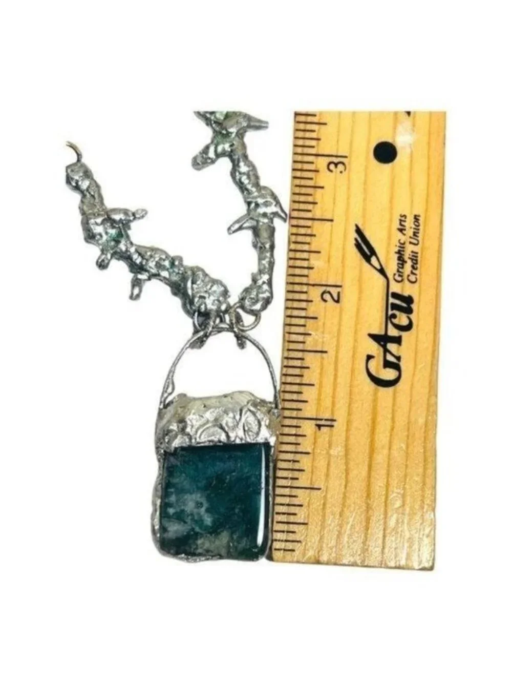 Moss Agate Pendant - Free Form Brutalist Silver Thorn Necklace | Alma Antigua